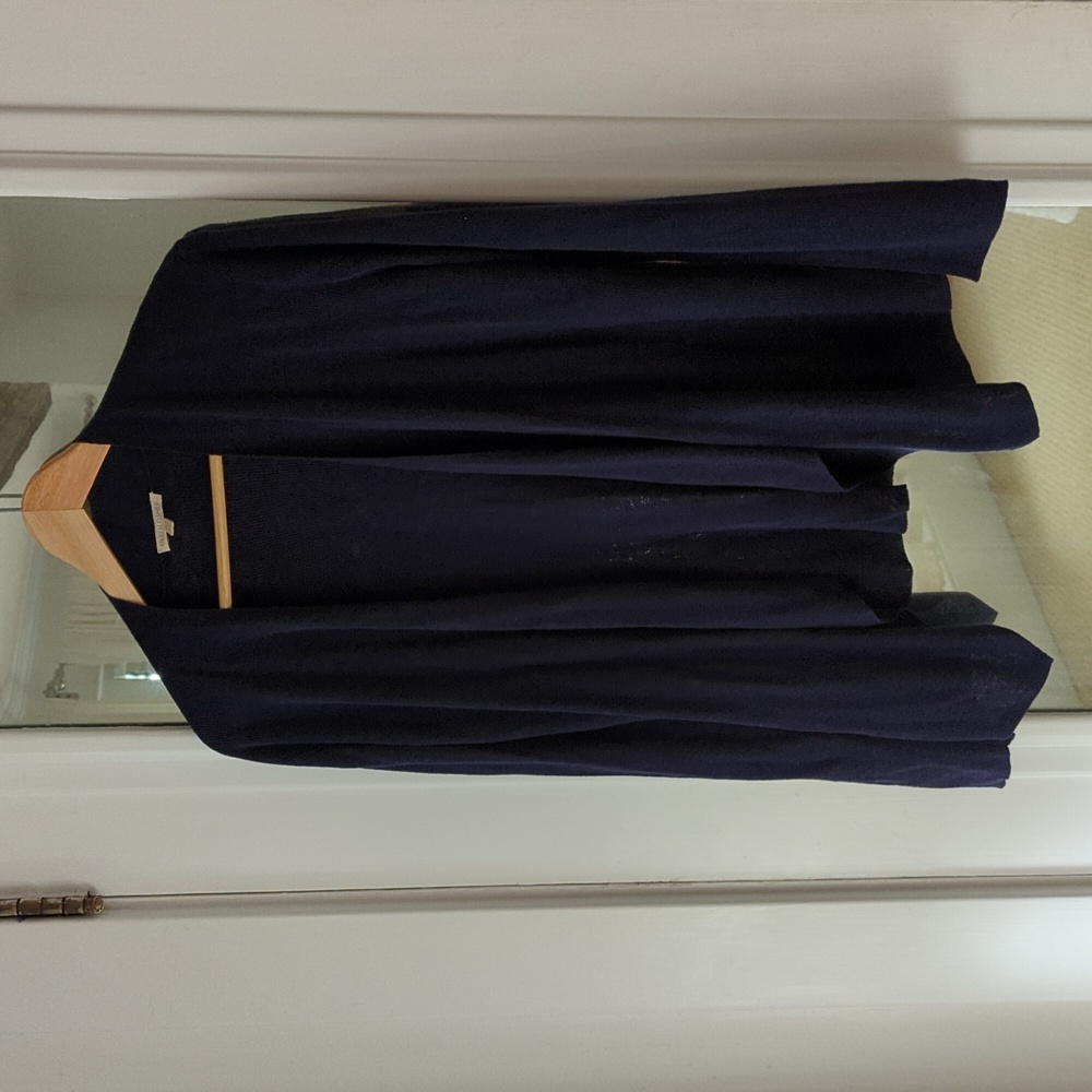 Eileen Fisher Navy Open-Front Lightweight Cardigan
